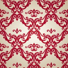 Foto op Plexiglas Bordeaux Vector naadloos patroon in Victoriaanse stijl.