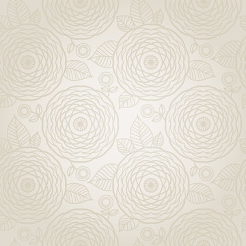 Ornamental seamless pattern with large circle flowers.