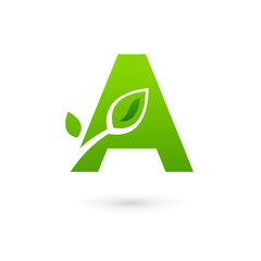 Letter A eco leaves logo icon design template elements.