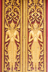 Fototapeta na wymiar Design beautiful Door in Thai temple