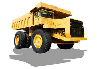 yellow truck on the white background