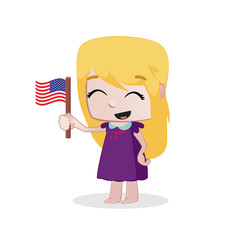 Cute little girl waving a Flag