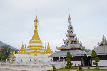 Pagoda white of Wat Chong Klang , Mae Hong Son, Thailand