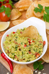 snack - Mexican sauce guacamole, top view