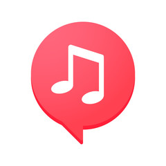 Comic balloon with a musical note