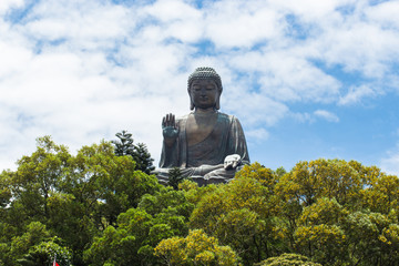 Giant Buddha sitting on lotus