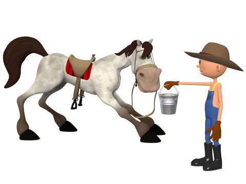 Cartoon farmer with horse