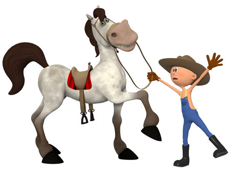 Cartoon farmer with horse