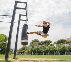 training the flying kick