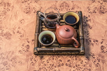 Tea set on a bamboo tray 2