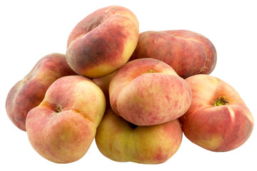 flat peaches on white background