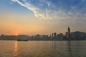 Fototapeta na wymiar Sunrise at Hong Kong City