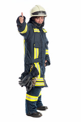 Feuerwehrfrau zeigt Daumen hoch
