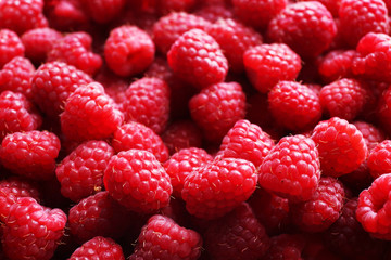 Ripe sweet raspberries close-up