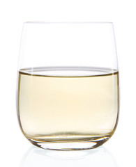 Glass of birch juice isolated on white