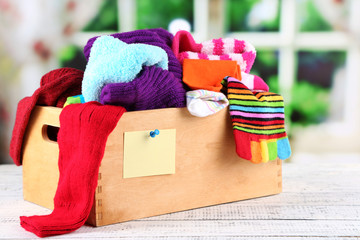 Multicoloured socks in box