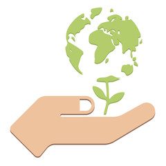 Flat Design for Human hands holding Earth ,Save the Earth