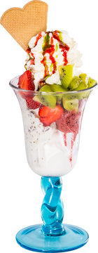 Eisbecher - Fruchtbecher - Kiwi, Erdbeer und Sahne