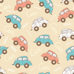 Vector pattern with cartoon cars for use in design