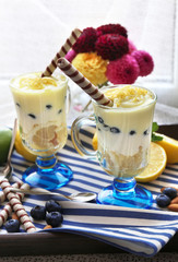 Tasty lemon desserts. close up