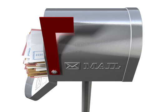 Retro Mail Box And White Envelope Stack