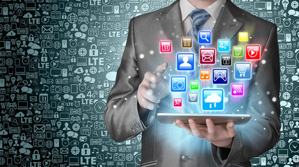 Business man using tablet PC