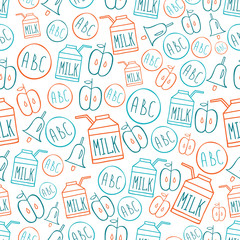 Back to school Seamless pattern with symbols