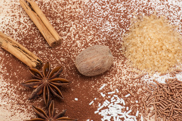 Assorted Sprinkles And Spices On Kitchen Board