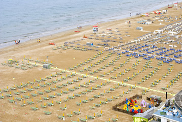 The beach in Rimini in rainy weather