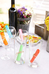 Buffet table with dishware waiting for guests
