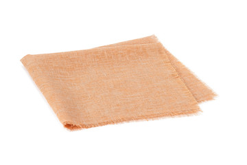Folded Natural Linen Napkin Isolated On White Background