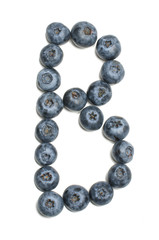 Alphabet letter B arranged from highbush blueberry isolated