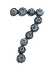 Number 7 arranged from northern highbush blueberry isolated