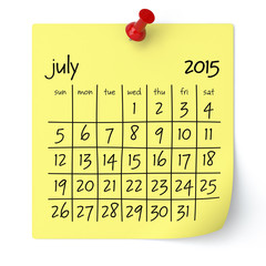 July 2015 - Calendar