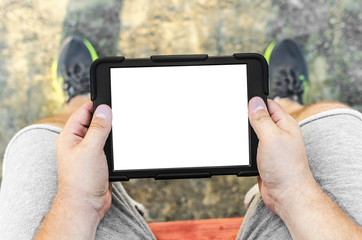 Man with tablet pc