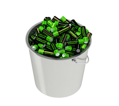 Batteries in a bucket