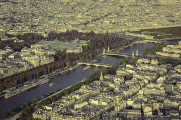 Obraz premium Paris aerial view with Seine River, France
