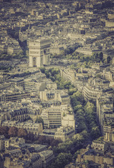 Arch of Triumph vintage aerial view in  Paris