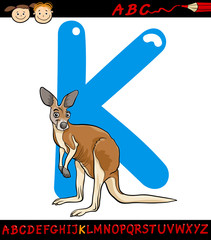 letter k for kangaroo cartoon illustration