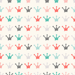 Simple seamless vector pattern with crown. Vintage colors