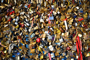 Lockers at Pont des Arts symbolize love forever