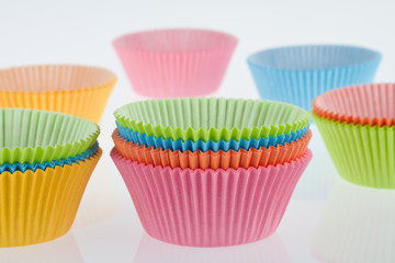 Colorful empty muffin cups