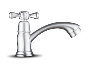 Water tap on white background