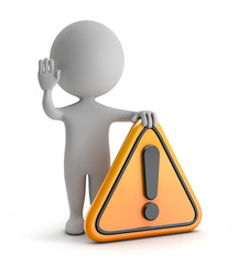 3d cute people - exclamation danger (warning) symbol
