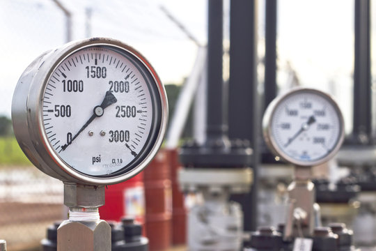 Closeup of manometer on site