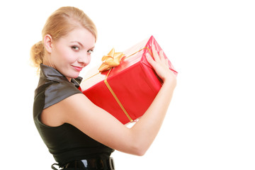 holidays love happiness concept - girl with gift box