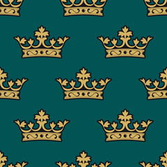 Royal seamless pattern with golden crowns