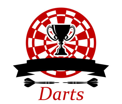 Darts emblem with trophy cup