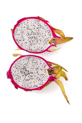  exotic dragon fruits isolated on a white background.