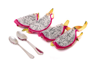  exotic dragon fruits isolated on a white background.